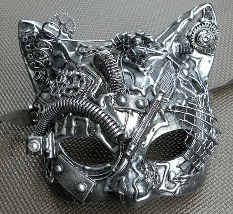 One-of-a-kind Cat Steampunk/Cyborg Mask $49 #1