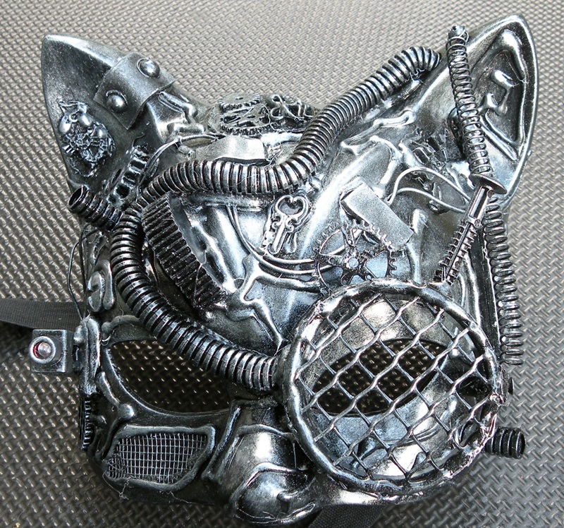 One-of-a-kind Cat Steampunk/Cyborg Mask $49 #3